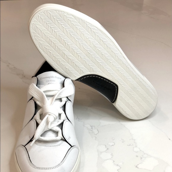 New $1150 Ermenegildo Zegna Couture's Tiziano white leather sneakers size 12 - Picture 14 of 14